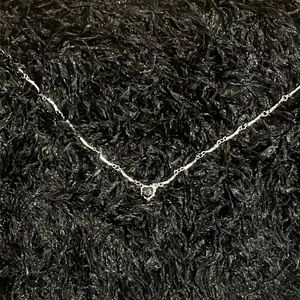 Little black heart silver bone chain necklace